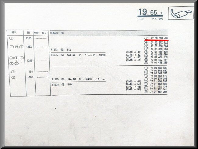 Silencieux d'échappement WALKER RE 1671 4708 – Renault 30 - Renault 25 – OEM 7700663768 – NOS