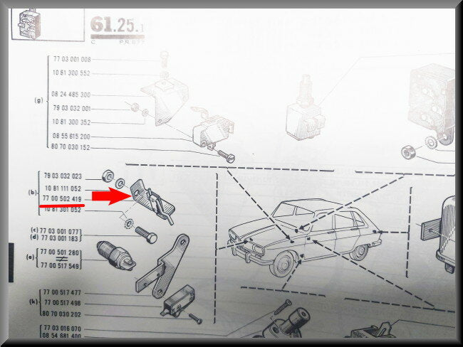 Remlichtschakelaar met bevestigingsbeugel – Renault 16 – OEM 7700502419