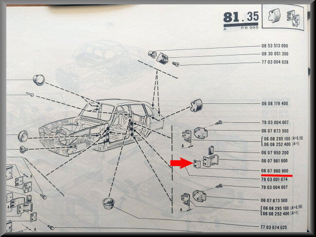 Portiervanger achterzijde – Renault 16 – OEM 0607960900