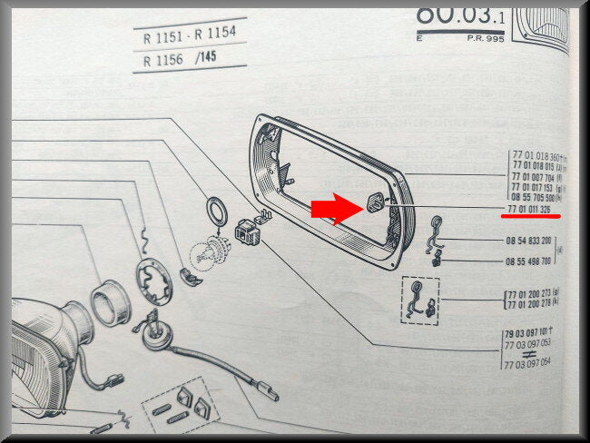 Koplamp steun – Renault 16 – OEM 7701011326