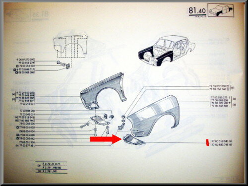 Voorscherm afschermplaat links – Renault 12 – OEM 7700518940 – NOS