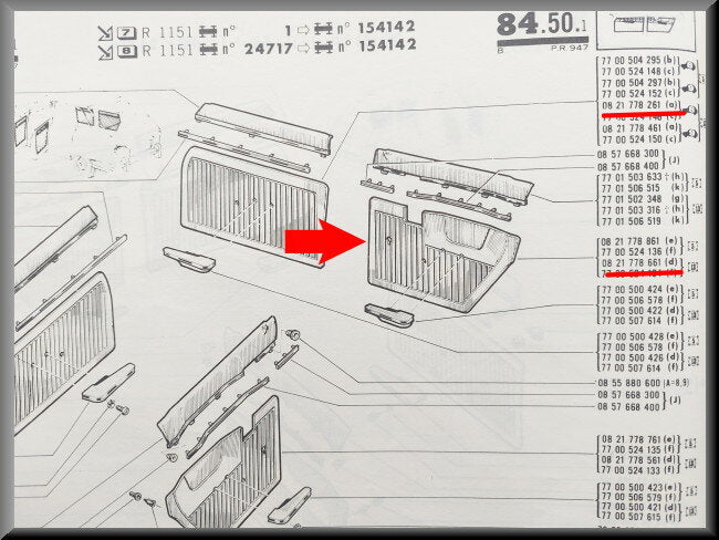 Garniture de porte (marron couleur numéro 13) arrière droite – Renault 16 TS – OEM 0821778661