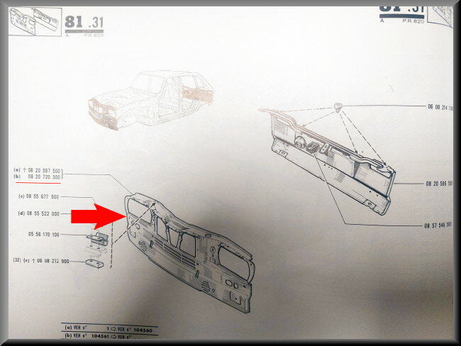 Façade (sablée) – Renault 16 L – OEM 0820720300 – NOS