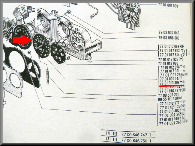 Compteur de vitesse – Renault 16 TX, TS – OEM 7701013399 (occasion) – Used