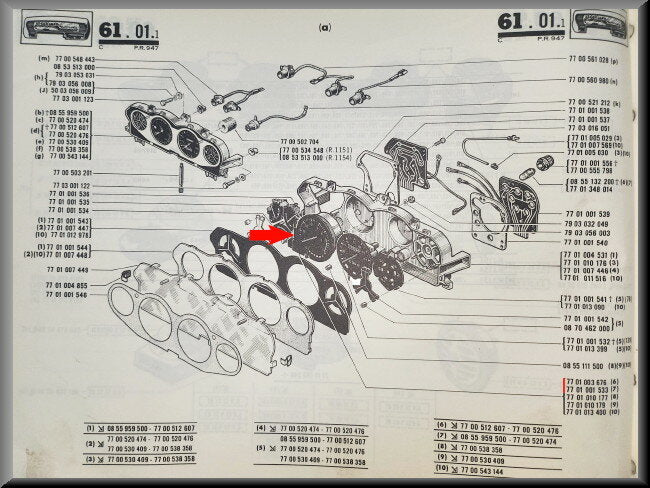 Compte-tours – Renault 16 TS – OEM 7701003676 / 7701001533 – Occasion