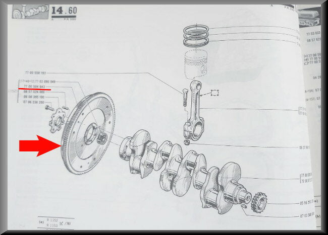 Volant moteur (diamètre 30 cm alésage 46 mm) – Renault 16 – OEM 7700504643 – Occasion
