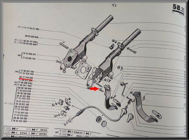 Brake pedal locking pin – Renault 16 – OEM 0077748600