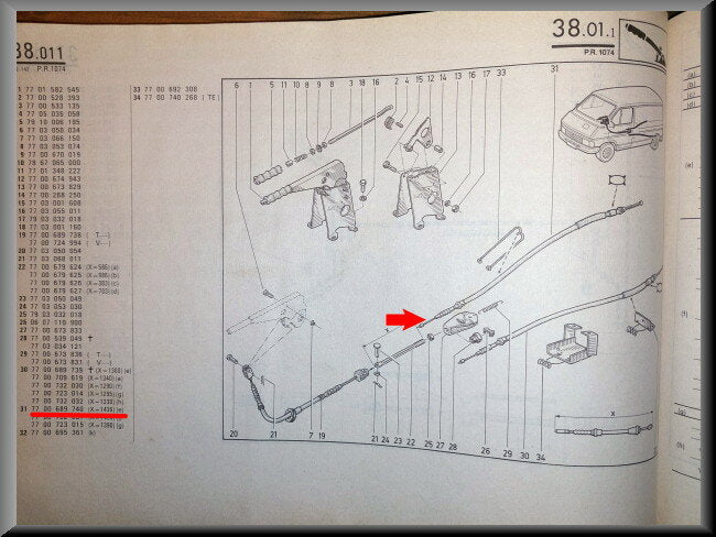Handremkabel rechts – Renault Trafic – OEM 7700689740 – NOS