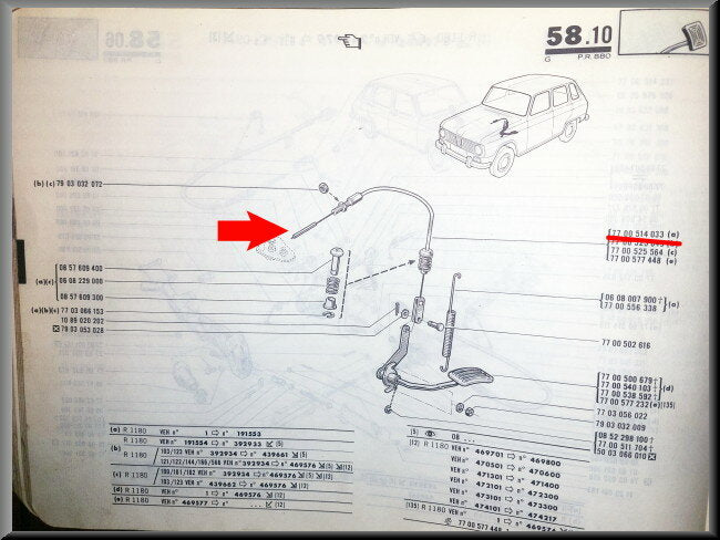 Gaskabel – Renault 6 – OEM 7700514033
