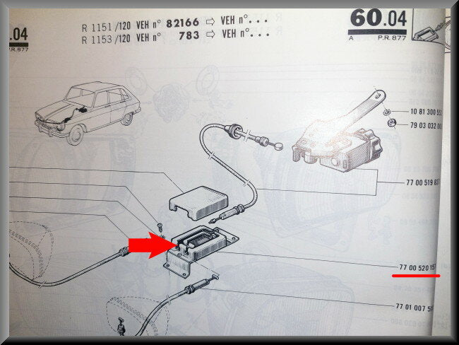 Hoogteverstelling koplamp – Renault 16 – OEM 7700520157