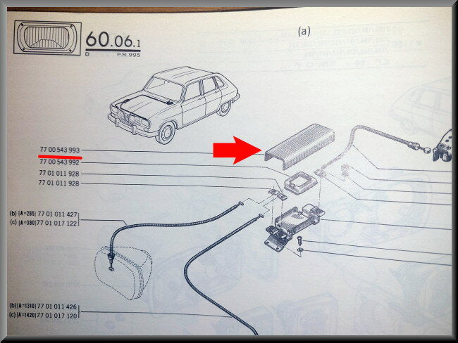 Afdekkap hoogteverstelling koplamp – Renault 16 – OEM 7700543993