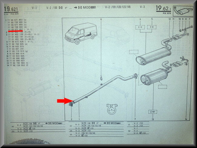 Exhaust pipe – Renault Trafic – OEM 7700671857 – NOS