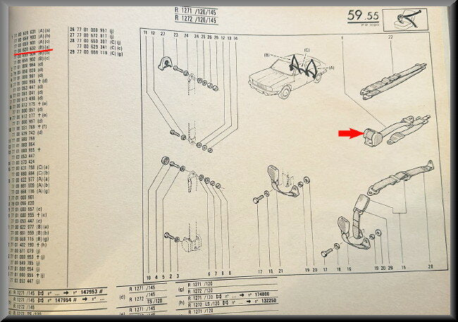 Ceinture de sécurité arrière droite – Renault 20 - Renault 30 – OEM 7700620632 – NOS