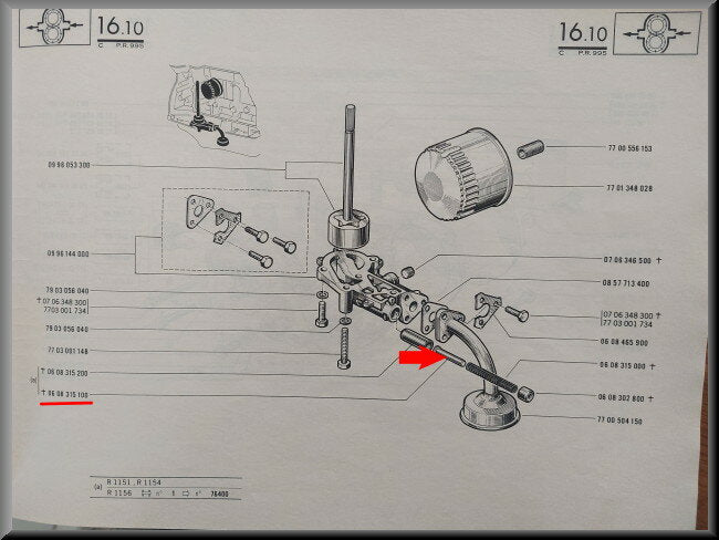 Geleide pen oliepomp veer – Renault 16 – OEM 0608315100