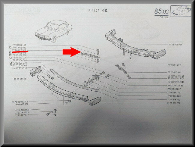 Support de pare-chocs avant droit – Renault 12 – OEM 7700620502