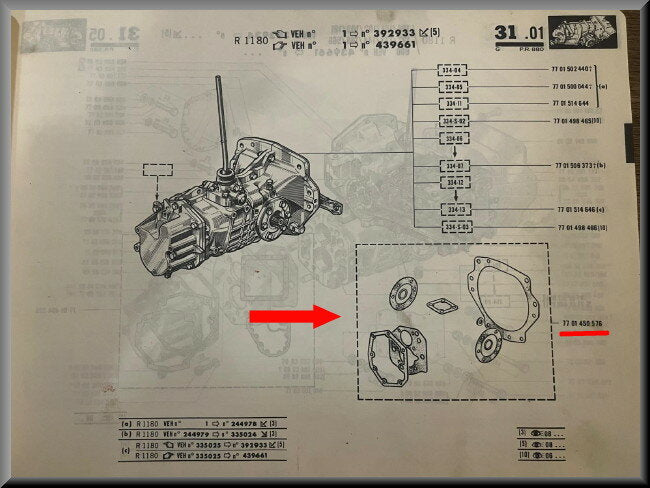Pakkingset versnellingsbak – Renault 4 - Renault 6 – OEM 7701450576