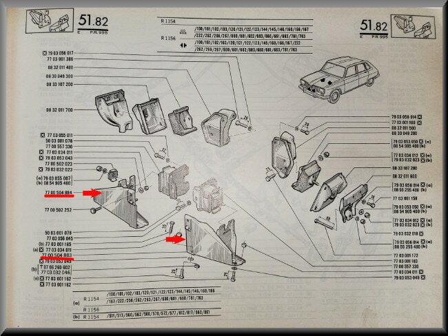 Jeu de supports de fixation boîte de vitesses (5 vitesses et automatique) – Renault 16 – OEM 7700504884 / 7700504883