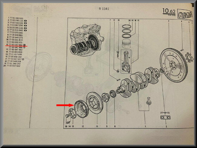 Poulie – Renault 18 - Renault Fuego – OEM 7700647984