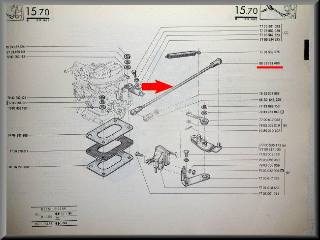 Tringle de commande carburateur – Renault 16 TX, TS – OEM 0833199400