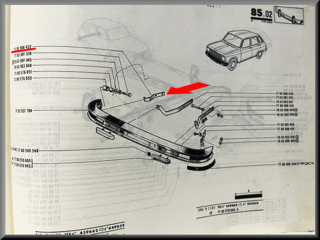 Bumpersteun voorzijde rechts – Renault 6 – OEM 7700566432