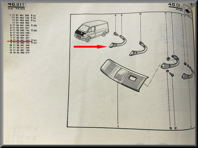 Motorkap scharnier rechts – Renault Trafic – OEM 7700661350 – NOS