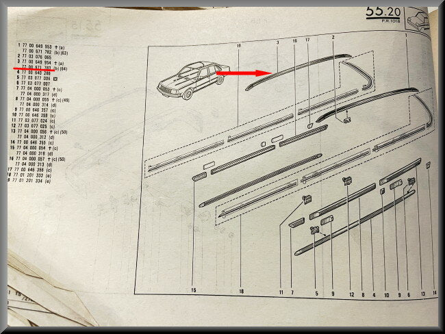 Moulure de toit R18 droite (ancien stock neuf).