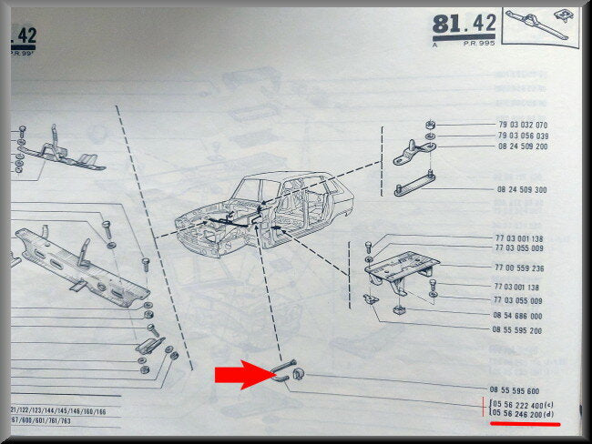 Tuyau d'évacuation bâche – Renault 16 – OEM 0556246200 / 0556222400