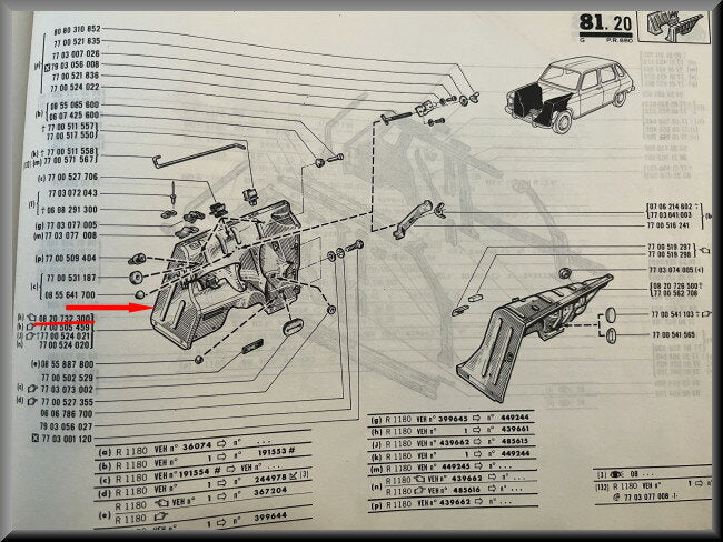 Binnenscherm rechts – Renault 6 – OEM 0820732300 – NOS