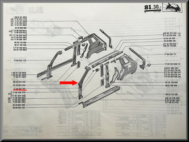 Part A Style left – Renault 6 – OEM 7700503769 – NOS