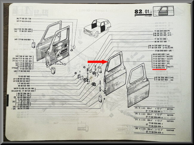 Portier voorzijde links – Renault 6 – OEM 7700555273 – NOS