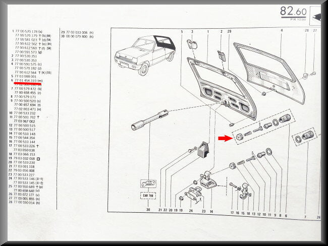 Reparatie set kofferklep – Renault – OEM 7701454310 – NOS