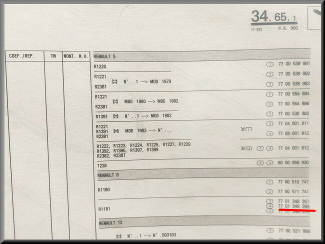 Câble de frein à main droit – Renault 4 - Renault 6 – OEM 7701348269 – NOS