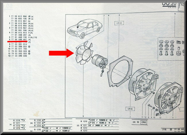Propeller ventilatie motor – Renault 14 – OEM 7700590447 – NOS