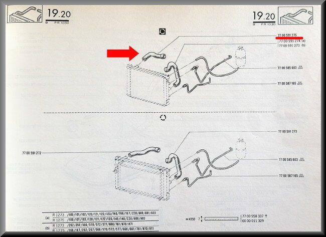 Waterslang – Renault 20 - Renault 30 – OEM 7700591275 – NOS