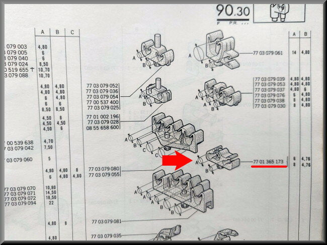 Remleiding klem (3 leidingen 5 mm) – Renault 16 – Renault 15 - Renault 17 - OEM 7701365173