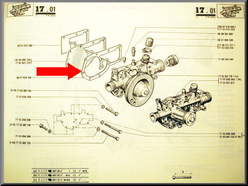 Joint de pompe à eau – Renault 12 Gordini - Renault 16 - Renault 17 – OEM 7704000288 / 0857528300