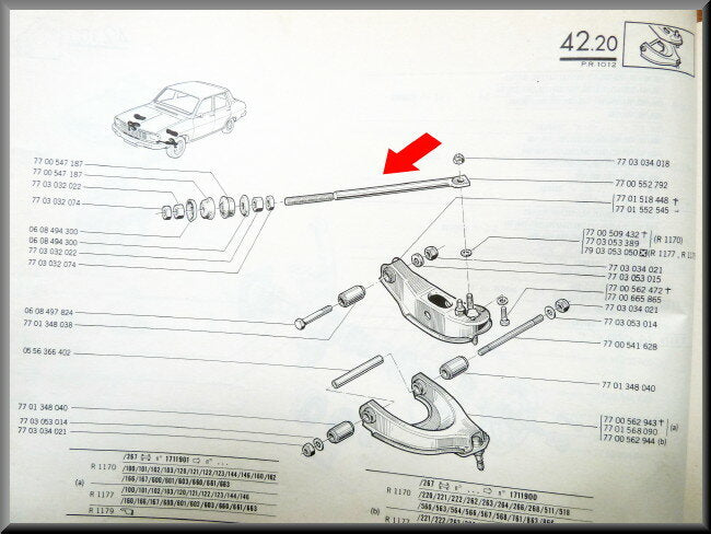Bielle de reprise avant – Renault 12 – Renault 15 – Renault 17 – OEM 7700552792 – NOS