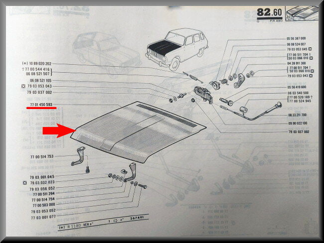 Capot moteur – Renault 6 – OEM 7701450593 (New Old Stock)