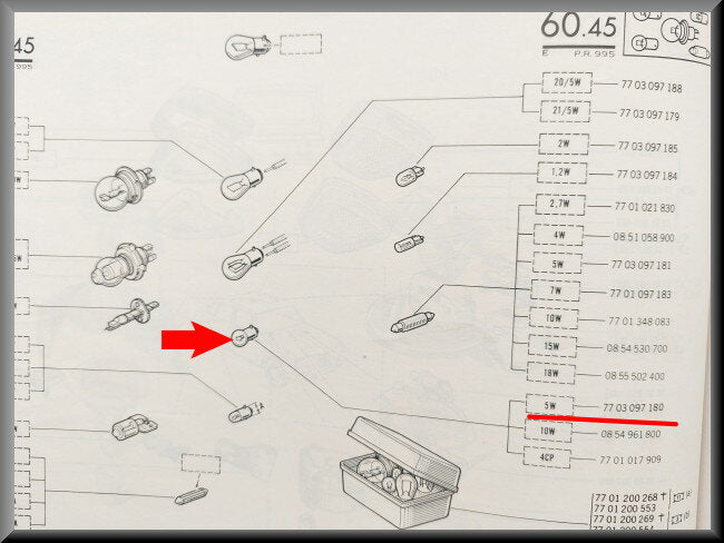 Ampoule clignotants (5 Watts) – Renault 16 – OEM 7703097180