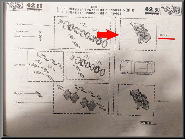 Remklauw rechts (Girling) – Renault 16 TL (1152-1153)– OEM 7701012217