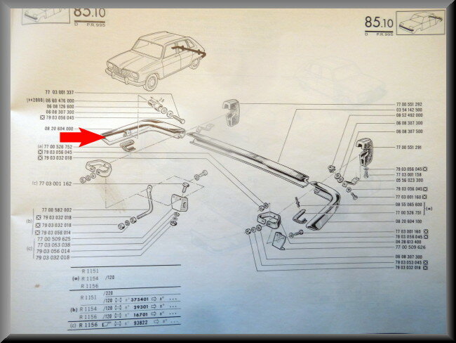 Angle de pare-chocs arrière droit – Renault 16 (deuxième type) – OEM 0820604000