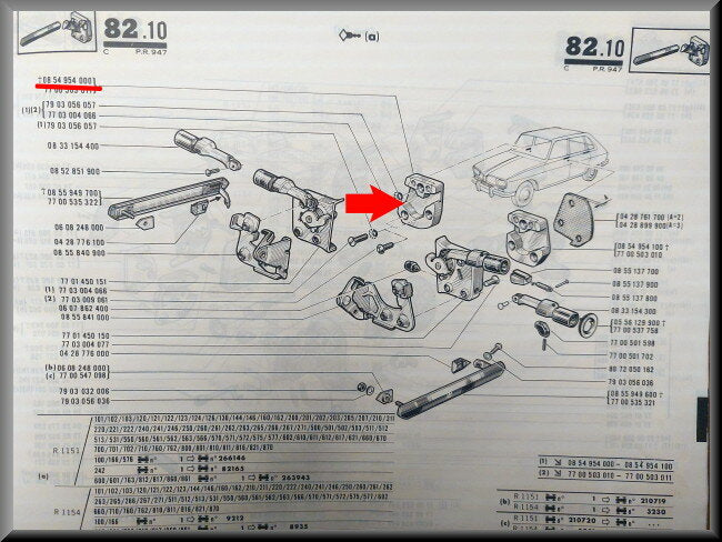 Gâche droite (métal) – Renault 16 – OEM 0854954000