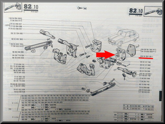Slotvanger links (metaal) – Renault 16 – Lotus Europa - OEM 0854954100