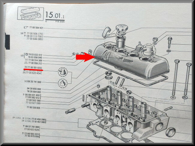 Klepdeksel – Renault 16 TX, TS – OEM 7700551023 / 7700617653 / 7700620454