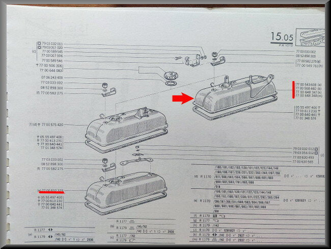 Cache-culbuteurs – Renault 12 – OEM 7700543608 / 7700568460 / 7700648347 / 7700648348