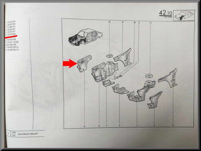 Binnenscherm voorzijde rechts – Renault 18 – OEM 7700623944 – NOS