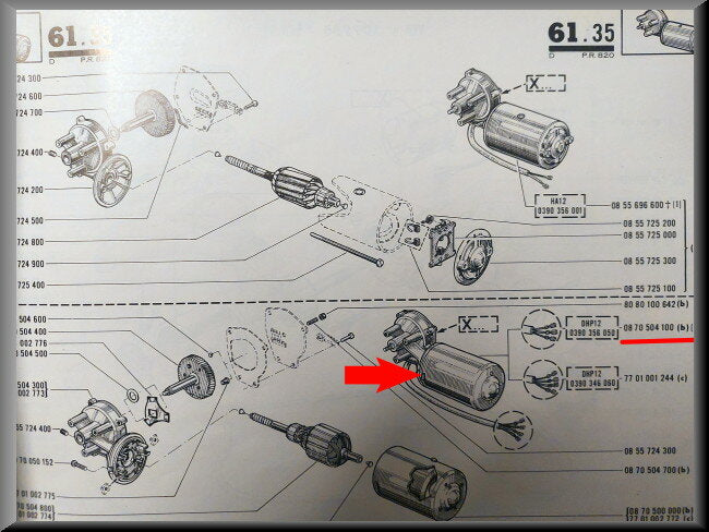 Moteur d'essuie-glace – Renault 16 (1150) – OEM 0870504100