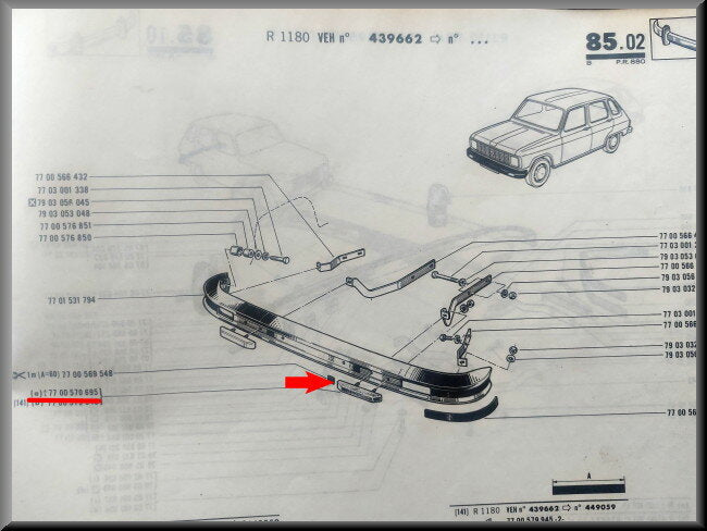 Pare-chocs avant gauche – Renault 6 – OEM 7700570695 – NOS