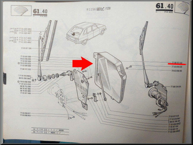 Afdekkap ruitenwisser motor achterruit – Renault 16 – OEM 7700572332