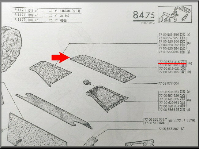 Revêtement de plage arrière (noir) – Renault 12 – OEM 7700534316